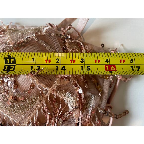 Akira Sequined Mini Dress Rose Gold NWOT Sheath Lace Up Sides Sz L Party Event - Picture 13 of 15